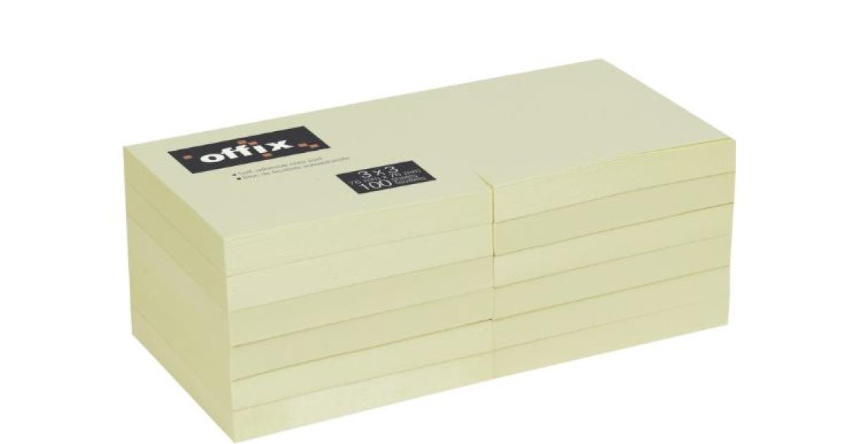 Offix - Feuillets autoadhésifs 3 x 3 po 12 / emballage